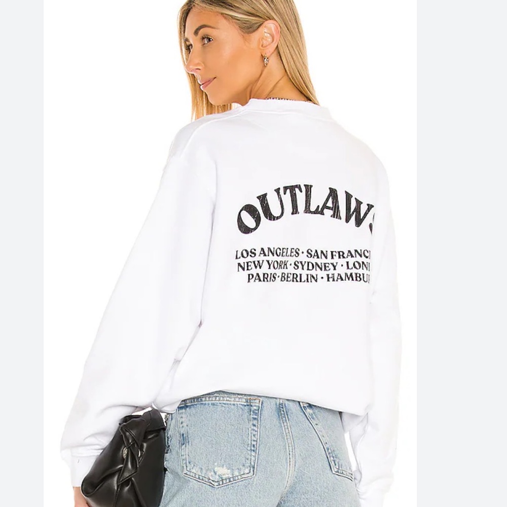 Anine Bing White Outlaw Graphic Sweatshirt